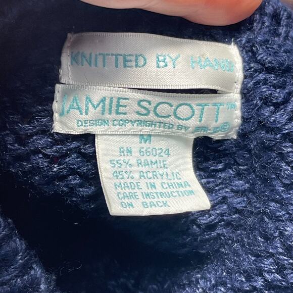 VTG Jamie Scott Handknit Cardigan Sweater Sz M Argyle Chunky Granny Academia - Picture 9 of 10